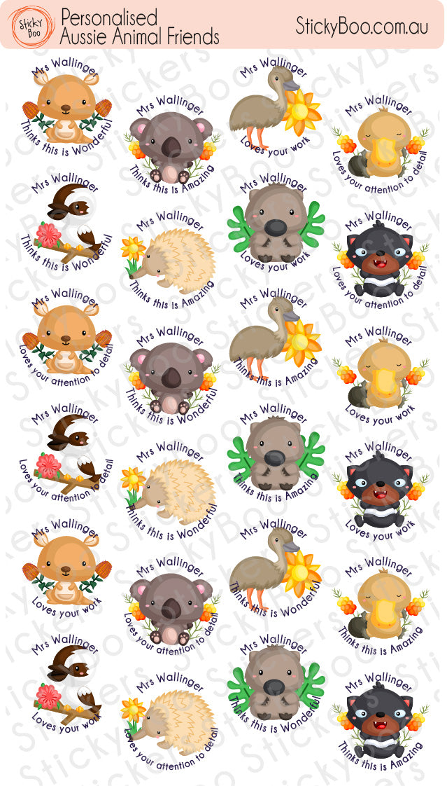 Personalised Teacher Stickers - Australian Animal Sticker