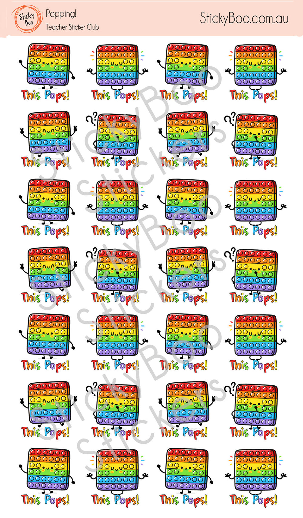 StickyBoo Teacher Stickers | Popping | Reward Sticker