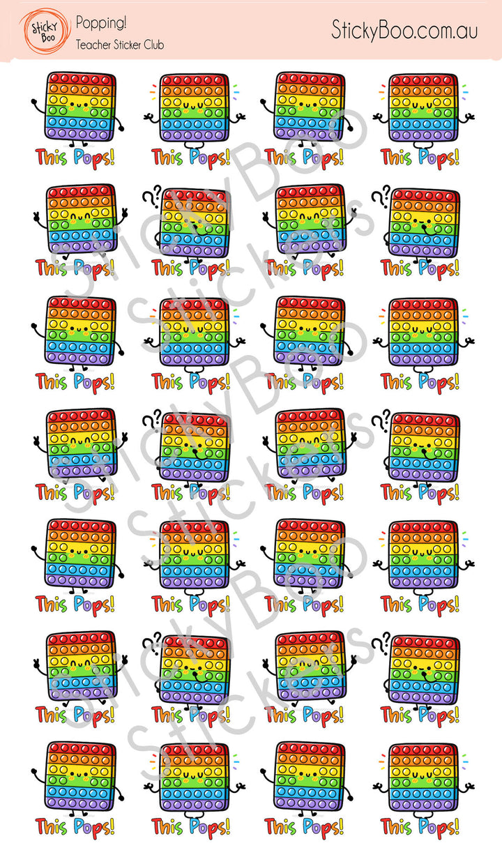 StickyBoo Teacher Stickers | Popping | Reward Sticker
