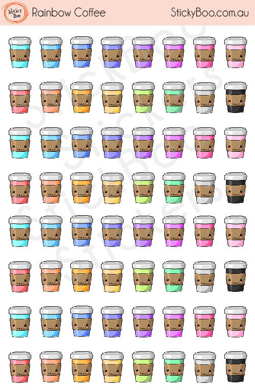 Rainbow Coffee   |   Rainbow Series   |   Planner Stickers