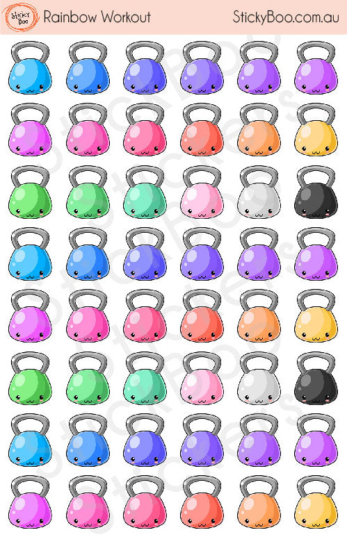Rainbow Workout   |   Rainbow Series   |   Planner Stickers