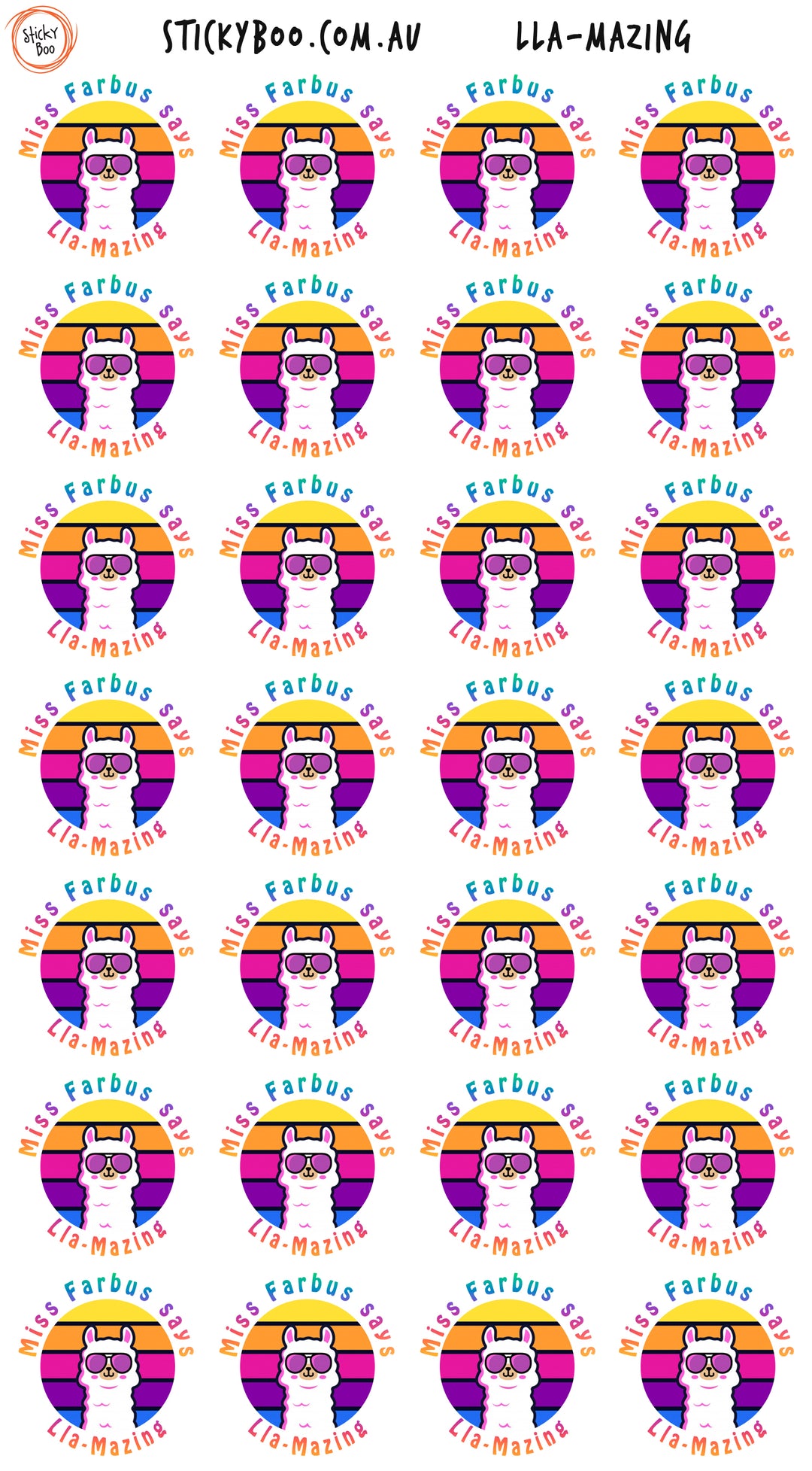 Lla-Mazing   |  Personalised Merit Stickers