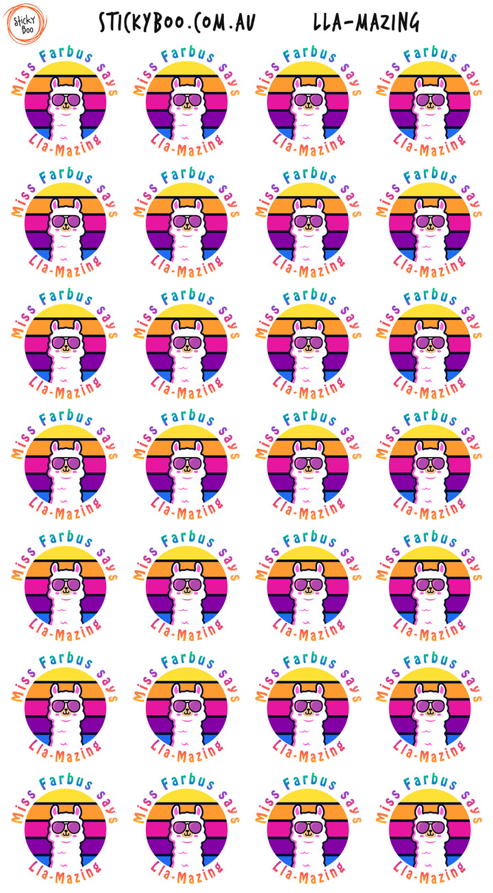 Lla-Mazing   |  Personalised Merit Stickers