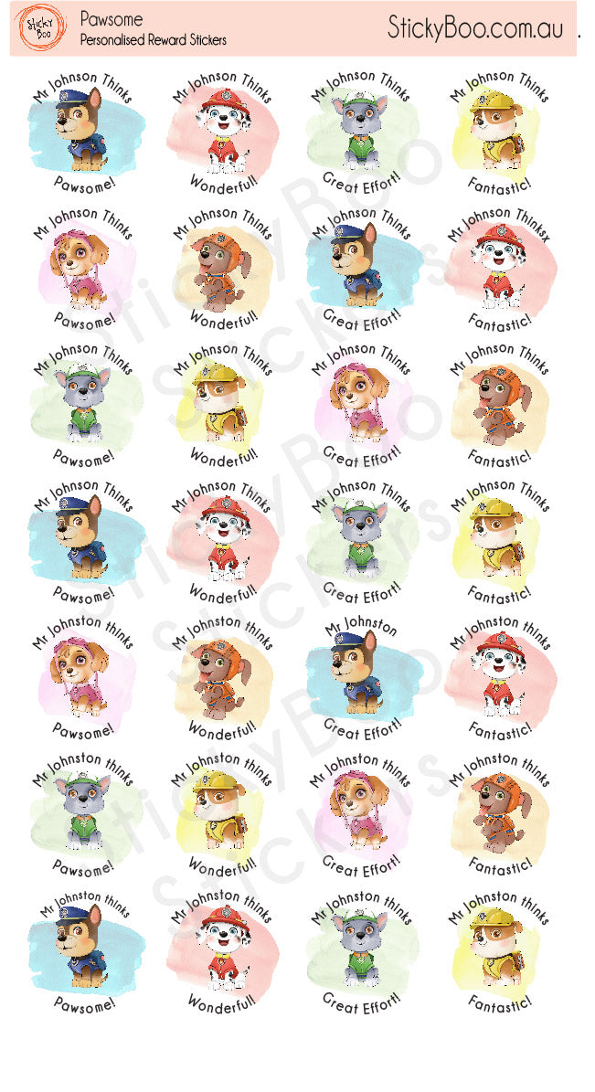 Pawsome   |  Personalised Merit Stickers