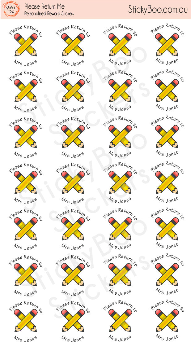 Please Return Me Pencils | Personalised Teacher Stickers