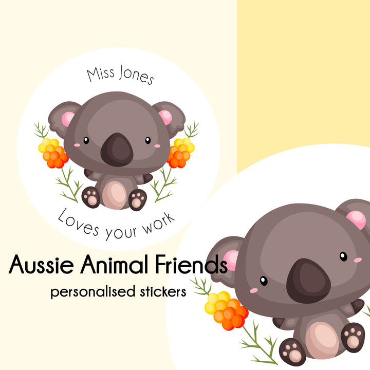 Aussie Animal Friends   |  Personalised Teacher Merit Stickers