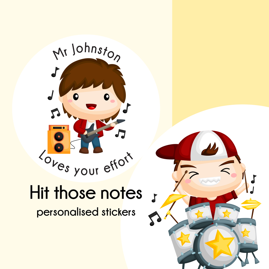 Hit those notes  |  Personalised Merit Stickers