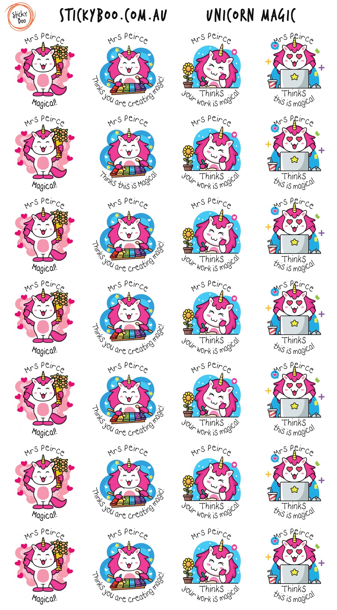 Unicorn Magic   |  Personalised Merit Stickers