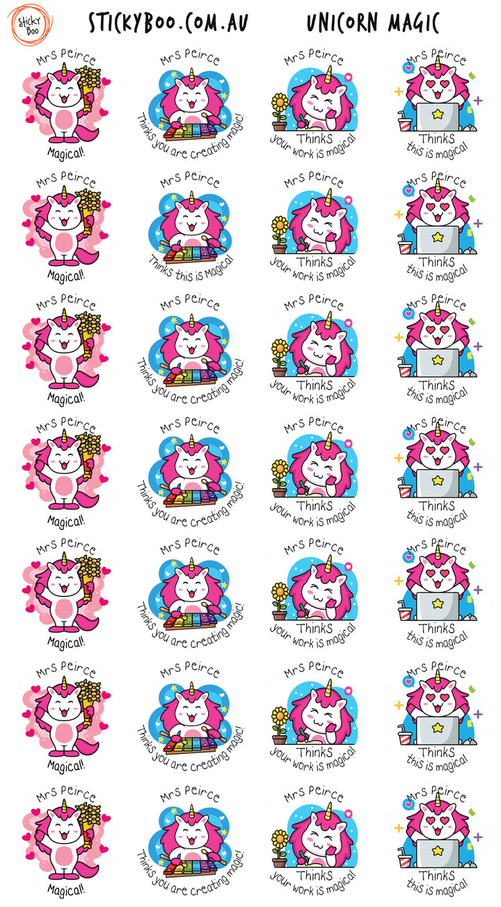 Unicorn Magic   |  Personalised Merit Stickers