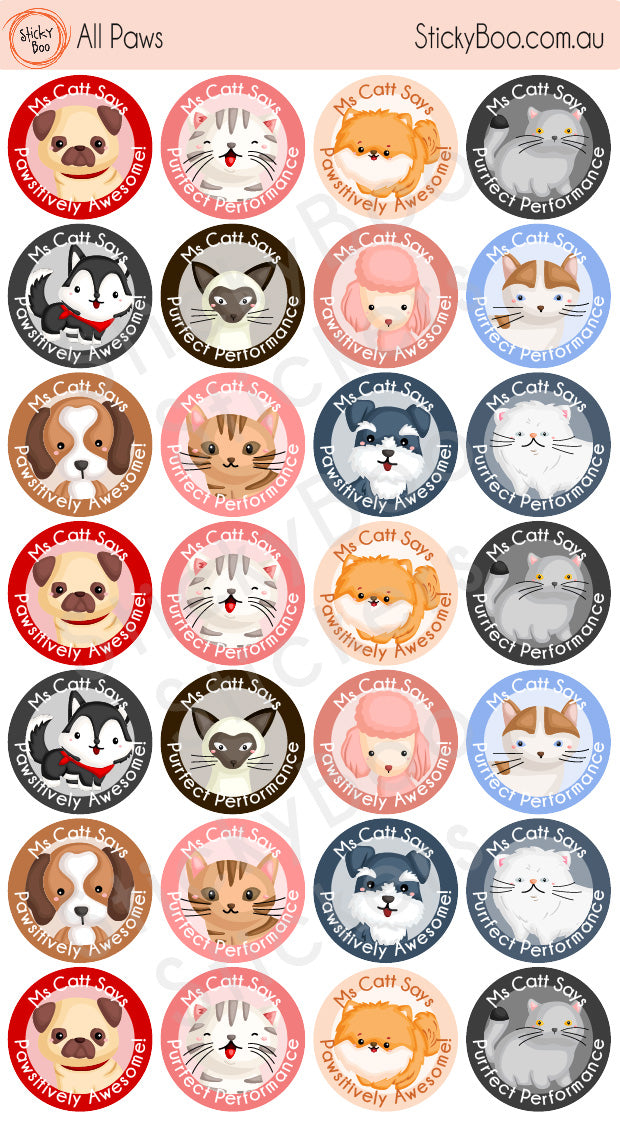 All Paws   |  Personalised Merit Stickers