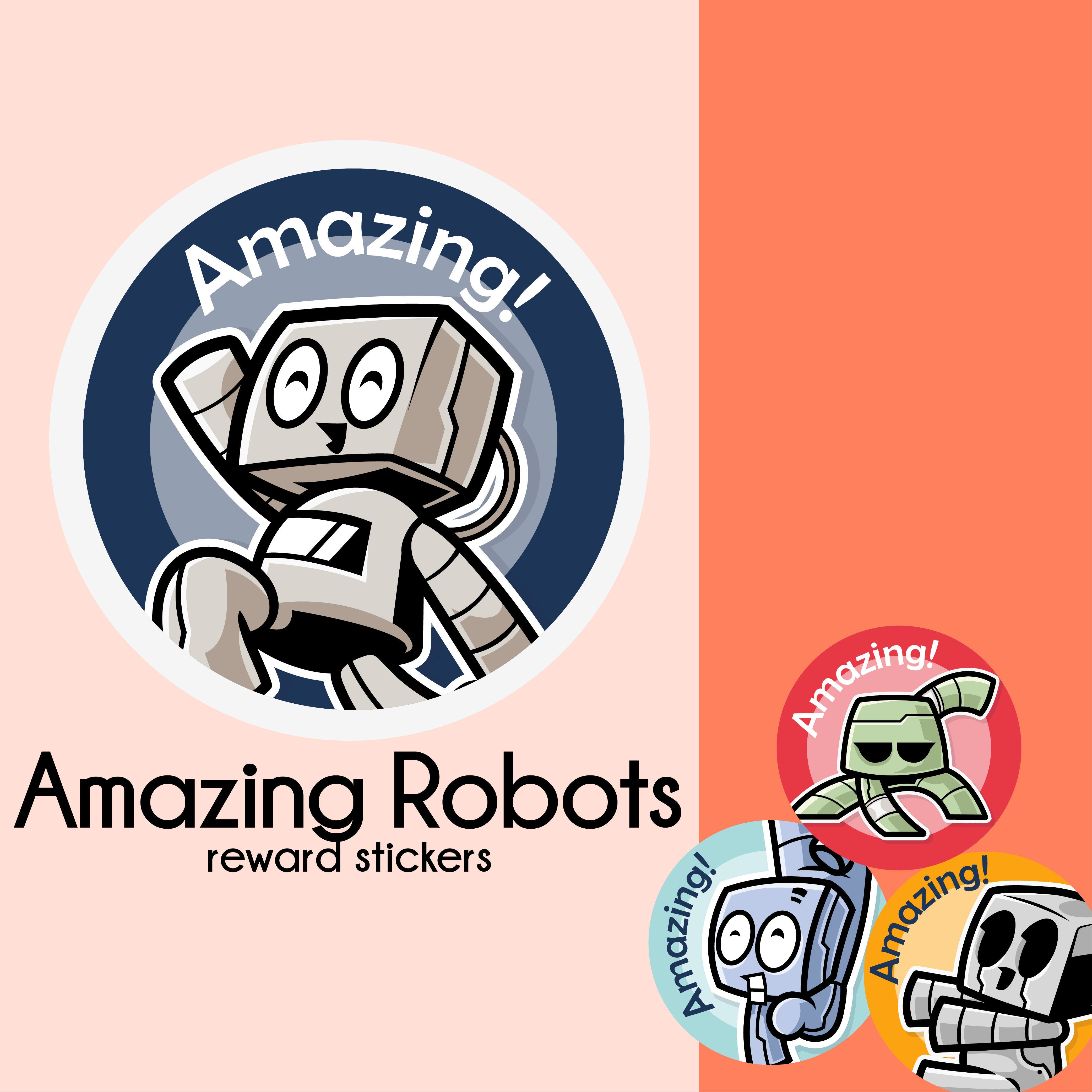Amazing Robots Text Amazing Robots | Merit Stickers – StickyBoo Stickers - Reward, motivate ...