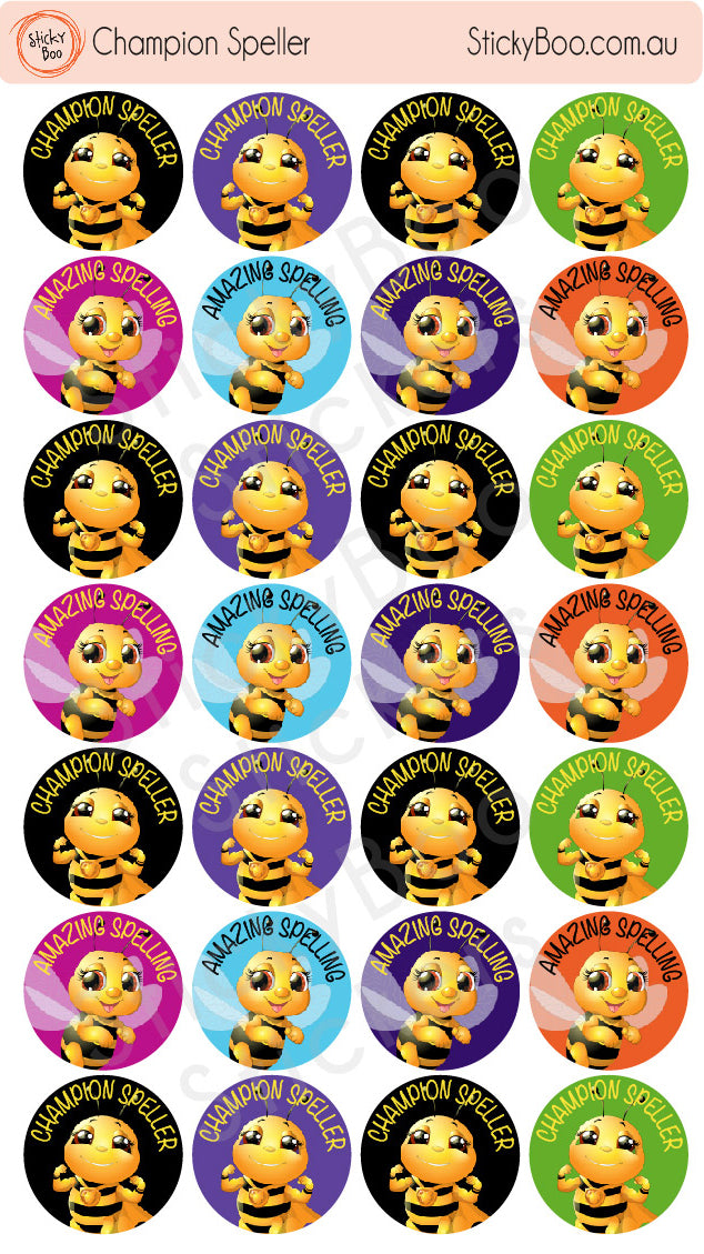 Spelling Stickers | Teacher Stickers | Champion Speller | Spelling Bee