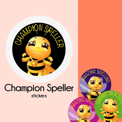 Spelling Stickers | Teacher Stickers | Champion Speller | Spelling Bee
