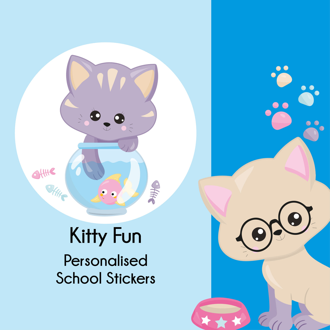 Personalised School Labels | Kitty Cat Fun Stickers