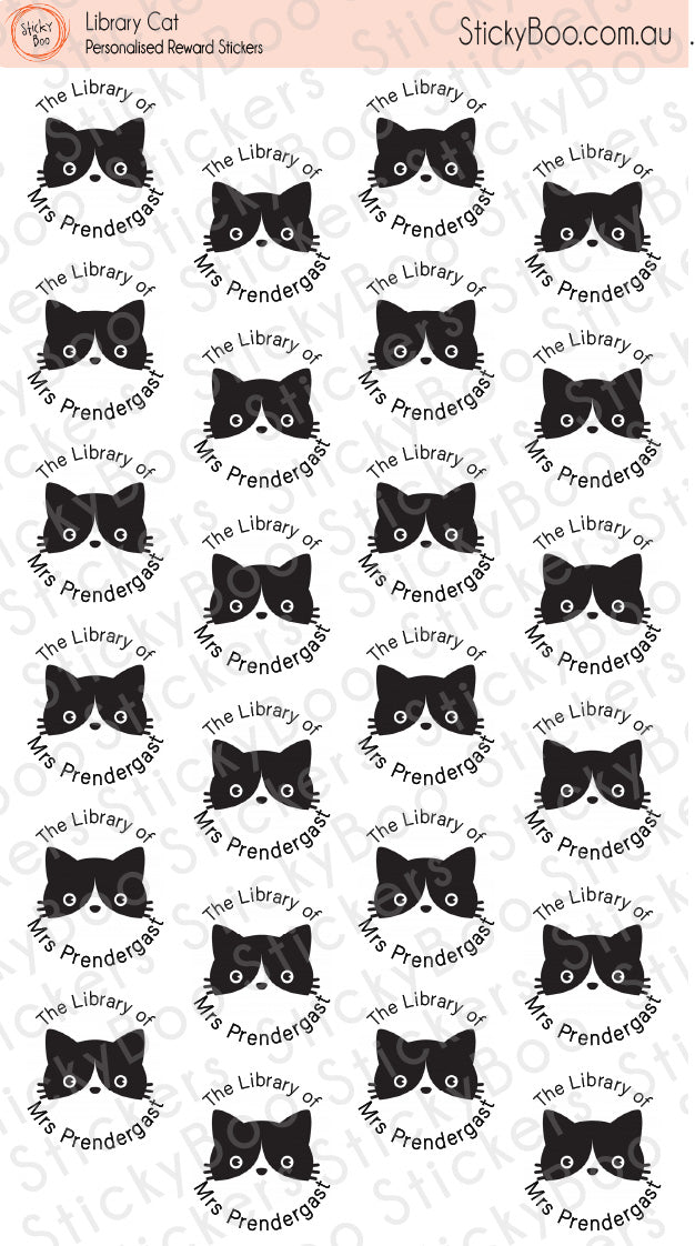 Library Cat   |  Personalised Library Stickers