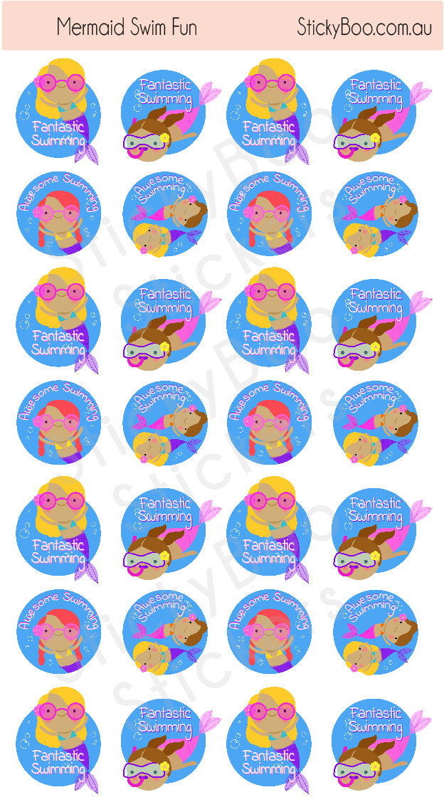 Mermaid Swim Lesson Stickers