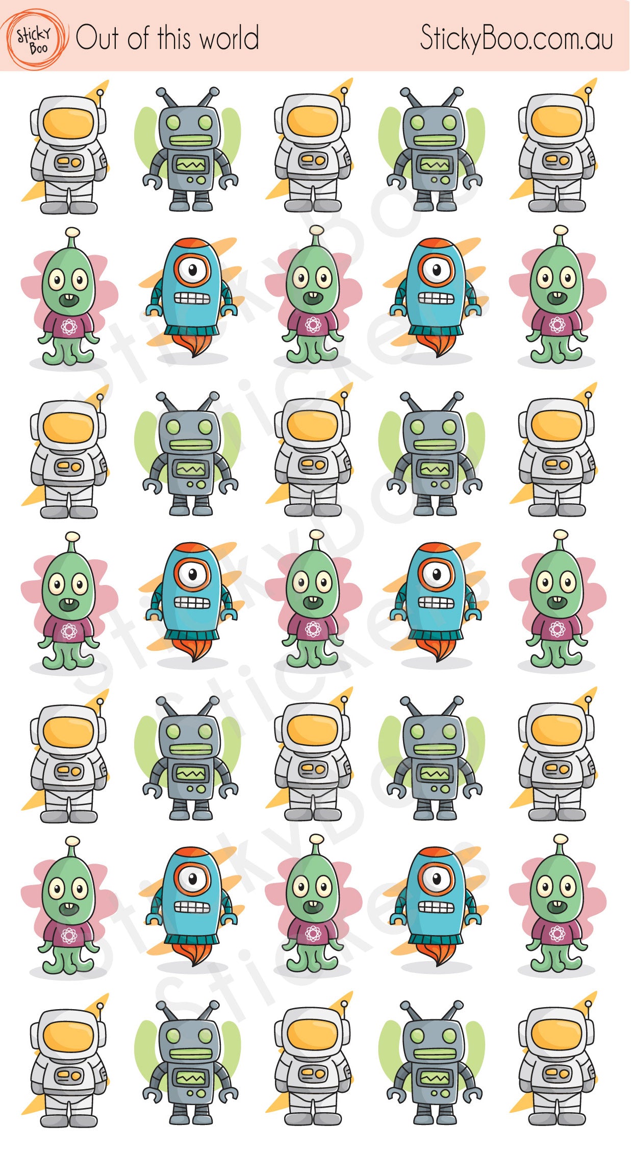 Out of this World Alien Stickers | StickyBoo Stickers