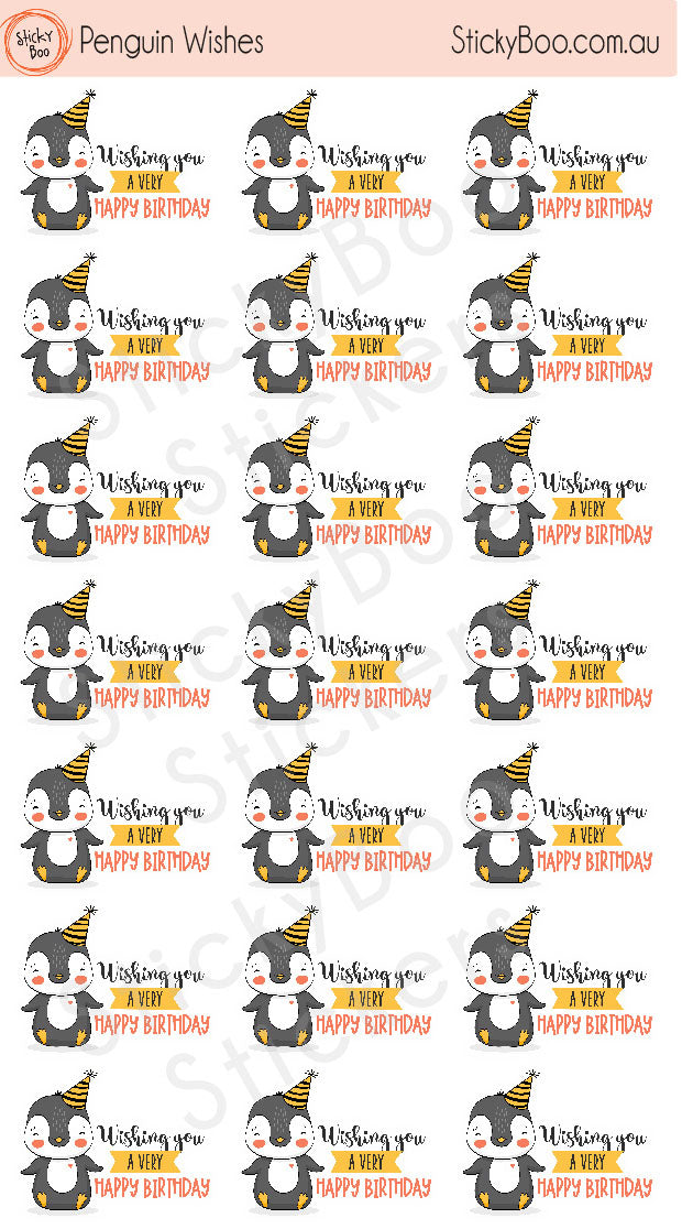 Penguin Wishes | Birthday Stickers