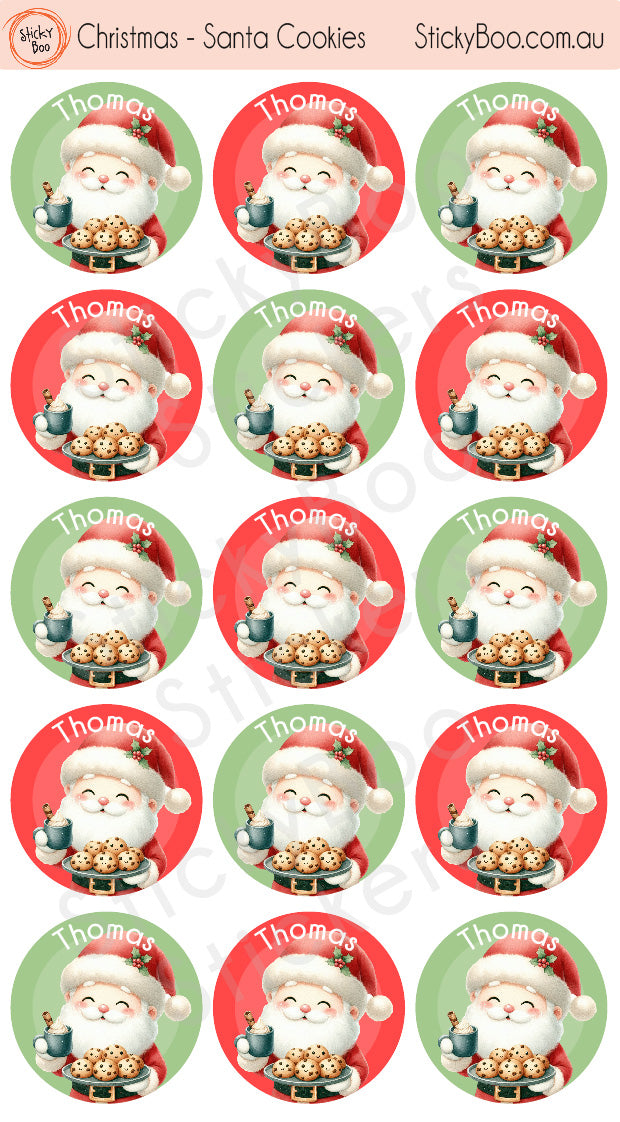 Santa Cookies   |  Personalised Christmas Stickers