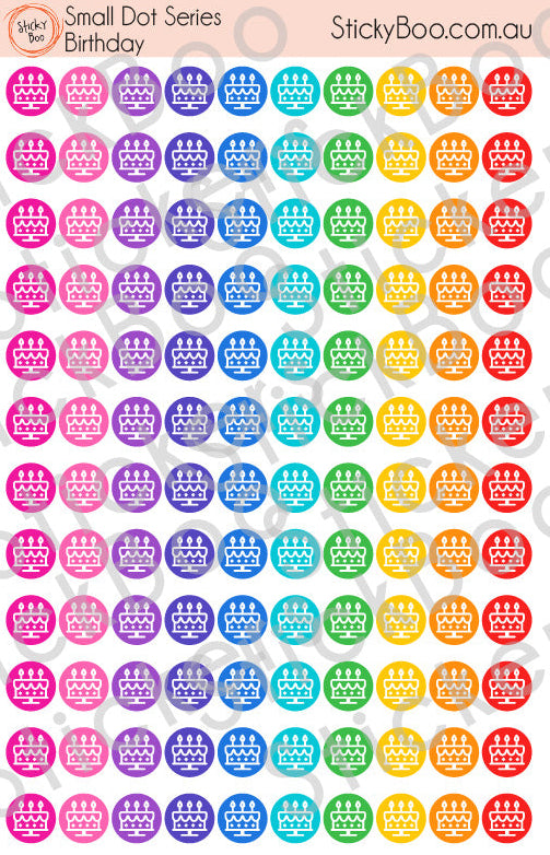 Birthday  |   Small Dot Series   |   Planner Stickers