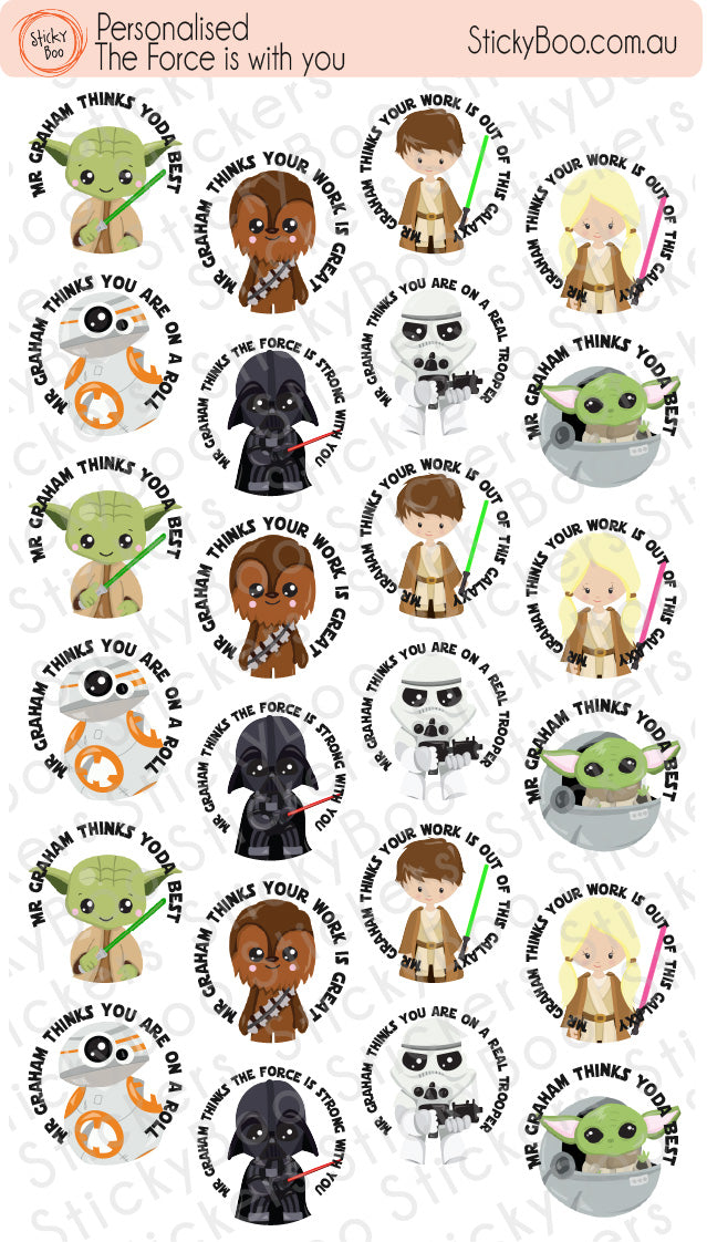 The Force is with you   |  Personalised Merit Stickers