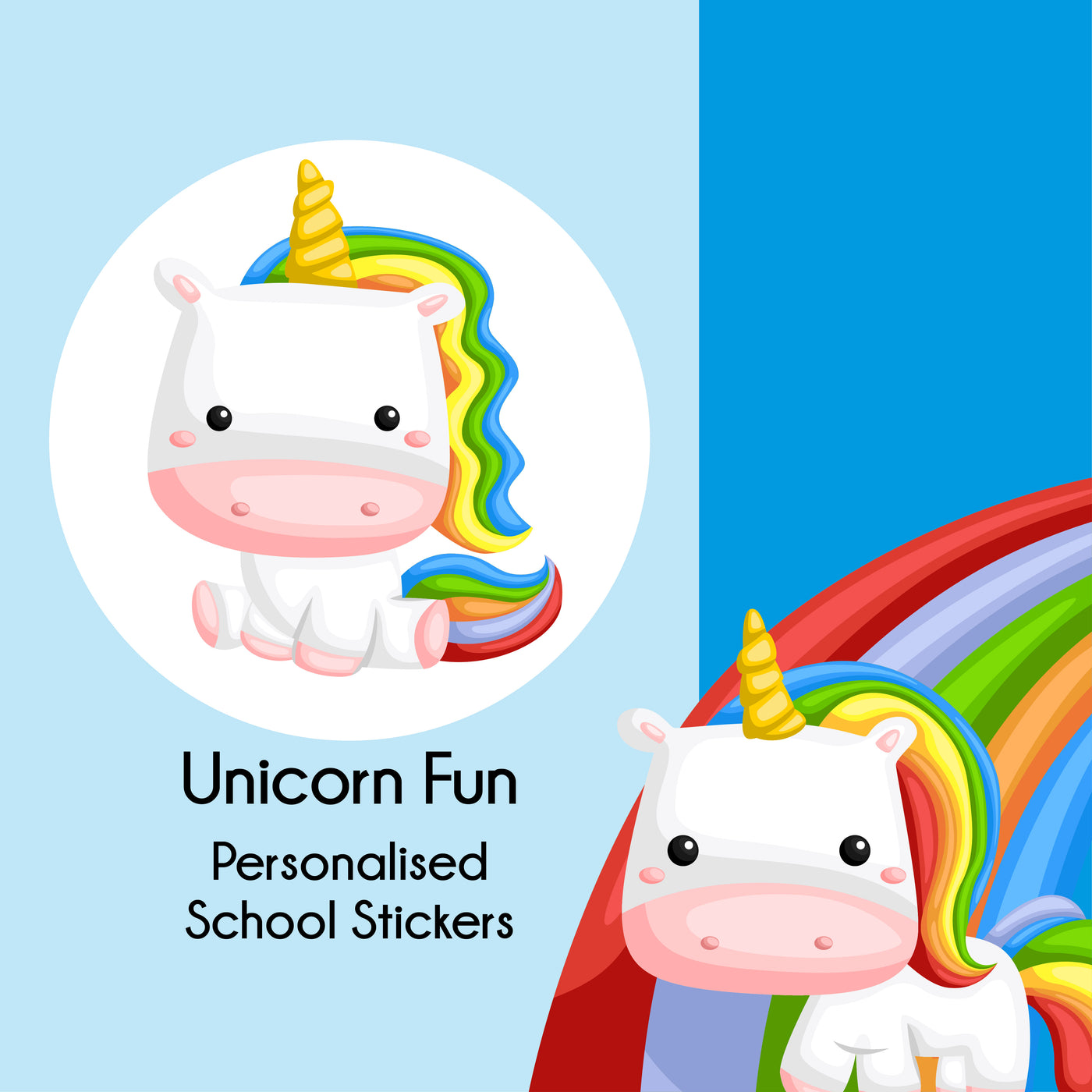 Personalised School Labels | Personalised School Stickers | Unicorn School Stickers