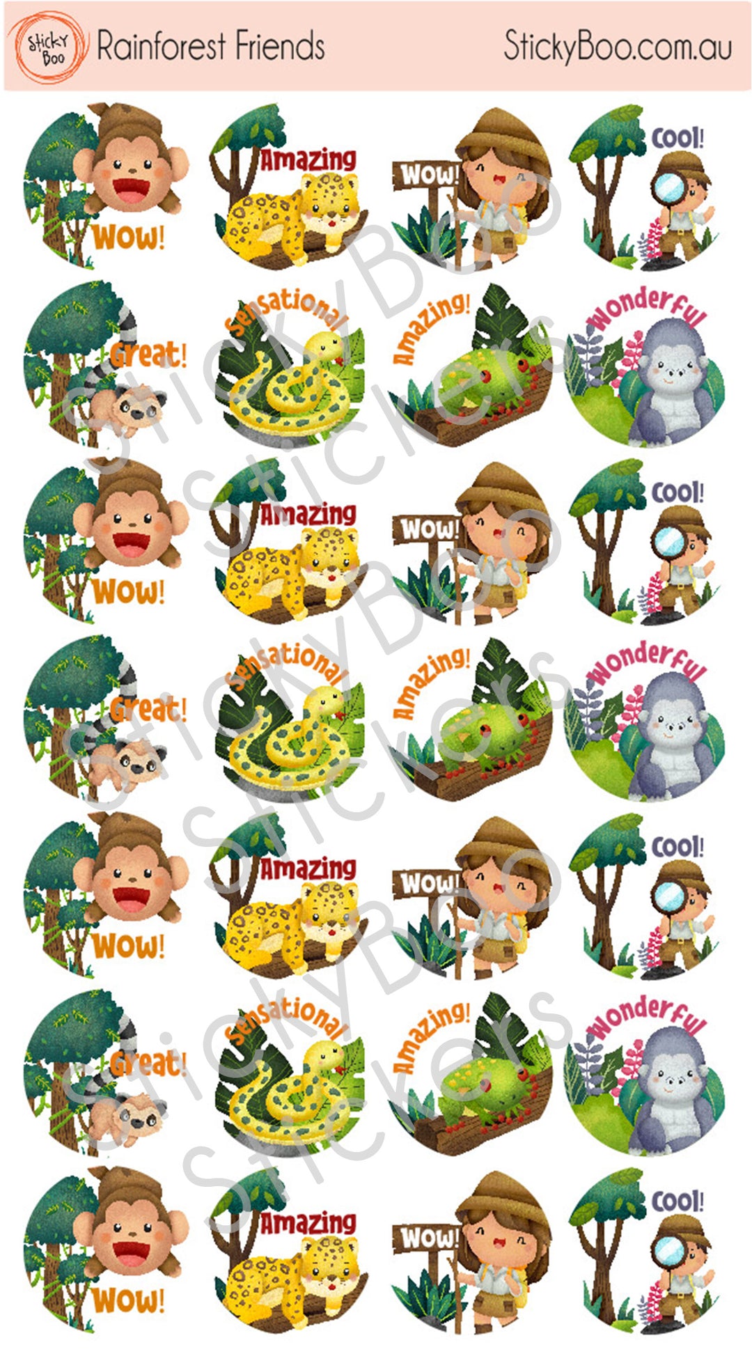 Rainforest Friends  |  Merit Stickers