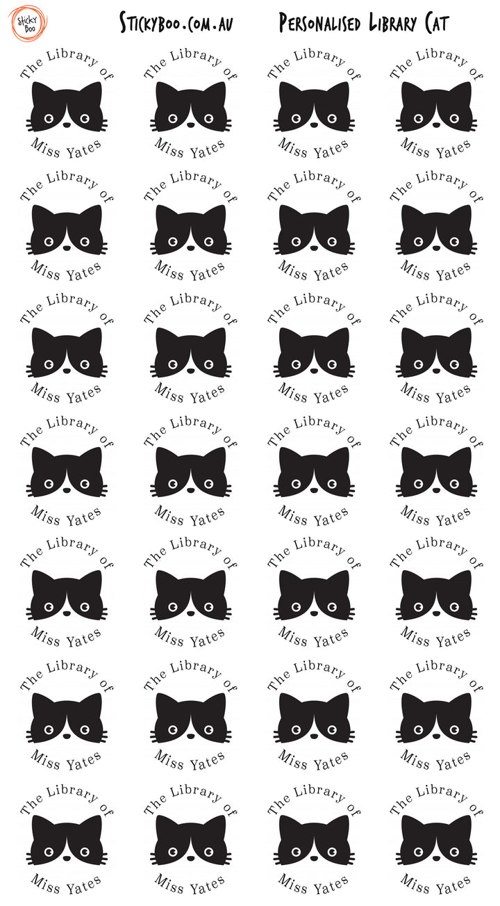 Library Cat   |  Personalised Library Stickers