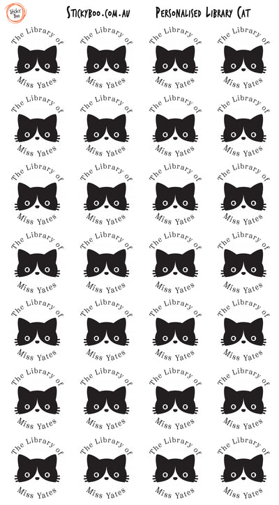 Library Cat   |  Personalised  Stickers