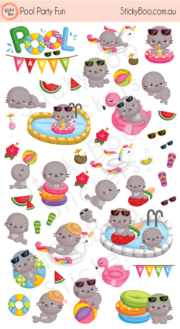 Pool Party Fun | party Stickers | StickyBoo