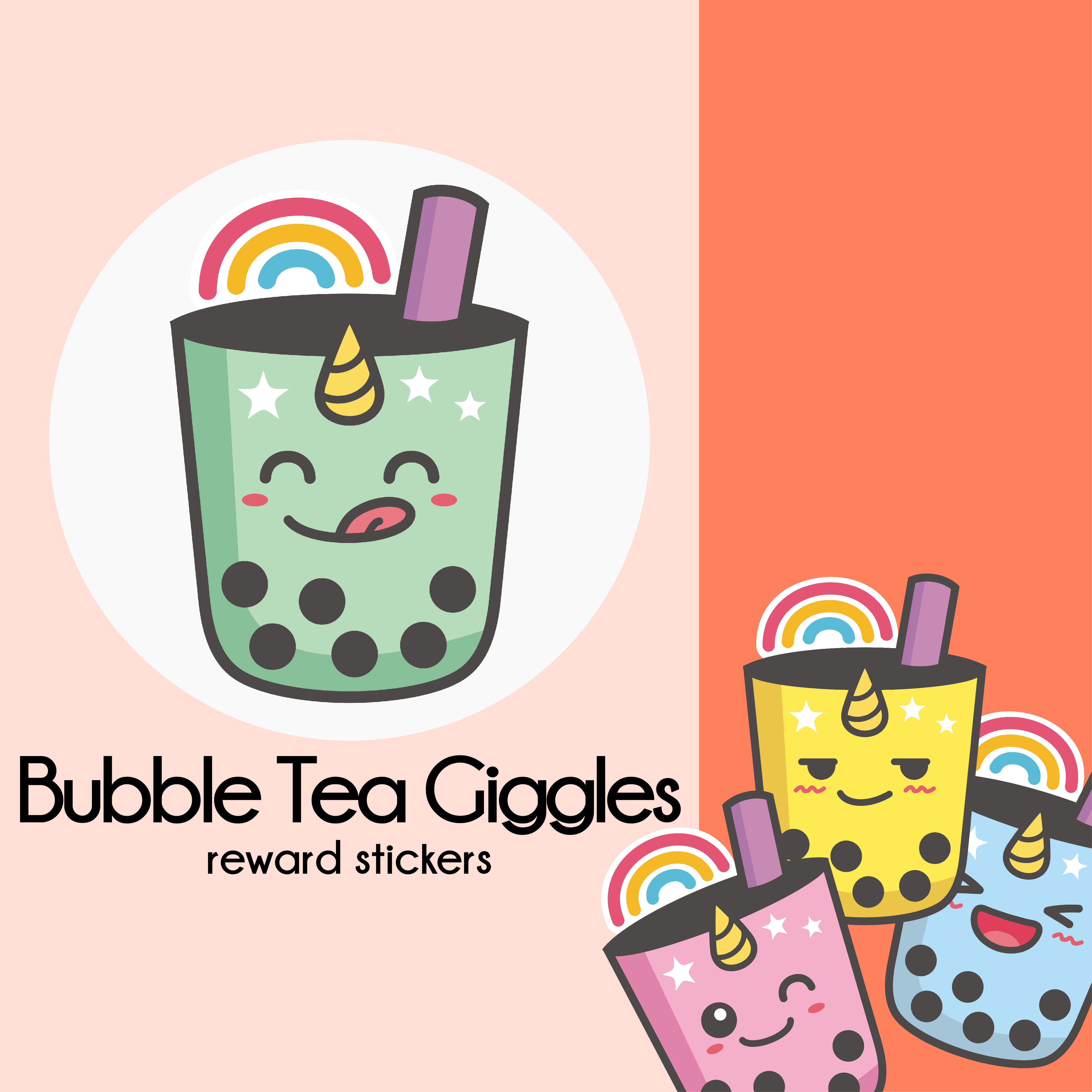 Bubble Tea Text Sticker Bubble Tea Giggles | Cute Fun Bright Stickers – StickyBoo Stickers ...