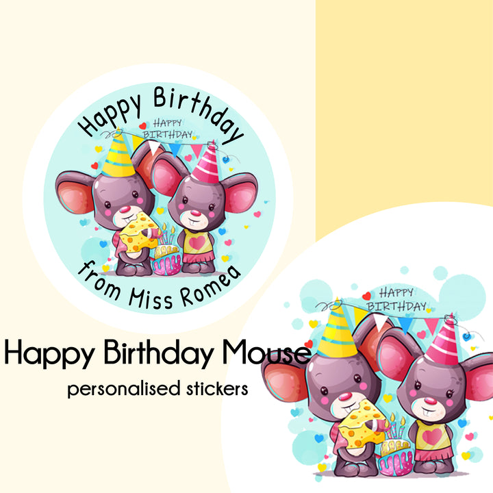 Happy Birthday Mouse  |  Personalised Birthday Stickers