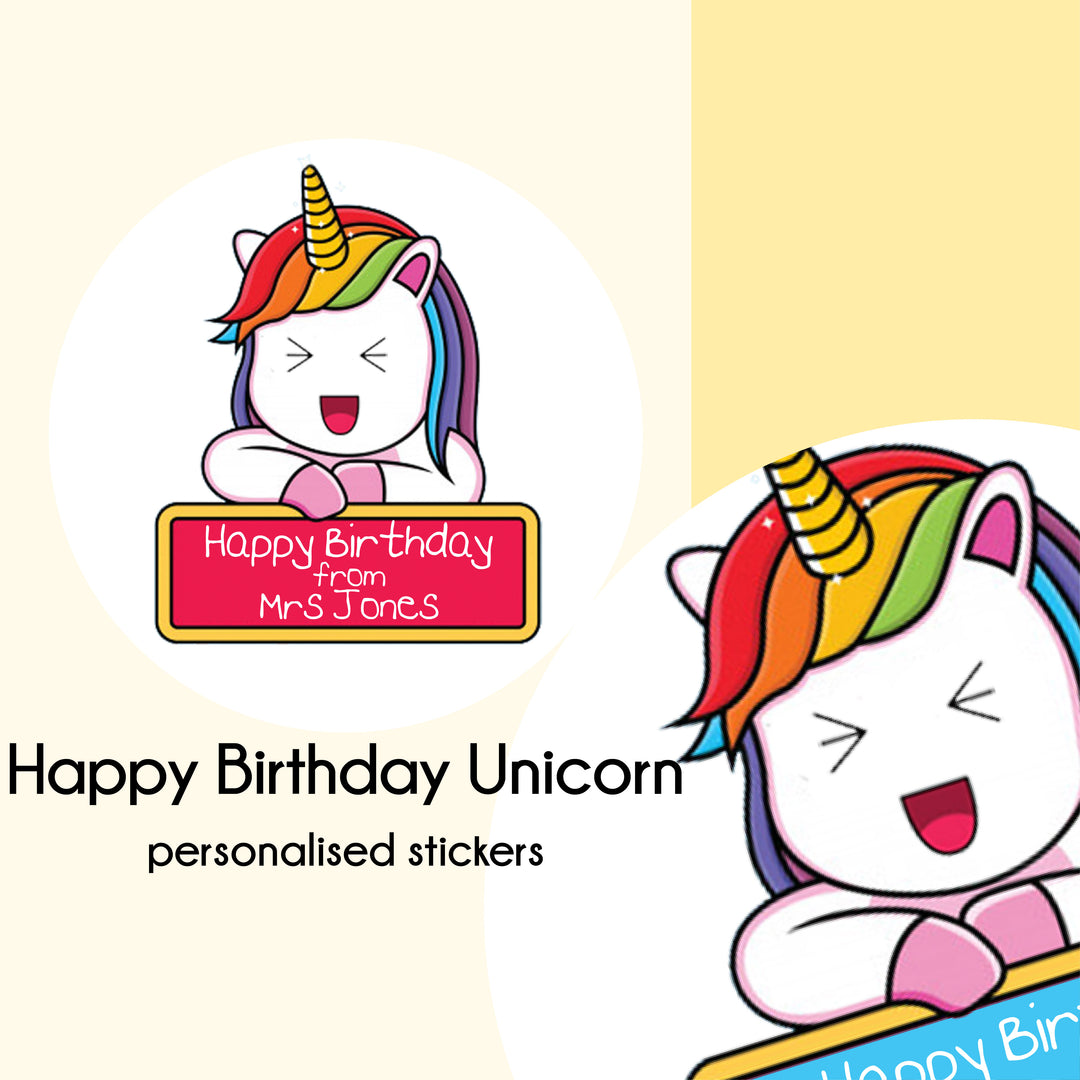 Birthday Unicorn Sticker | Personalise | StickyBoo